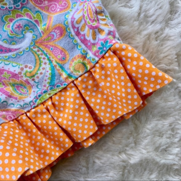 Paisley orange ruffle shorts 0-3m elastic waist - Picture 2 of 5